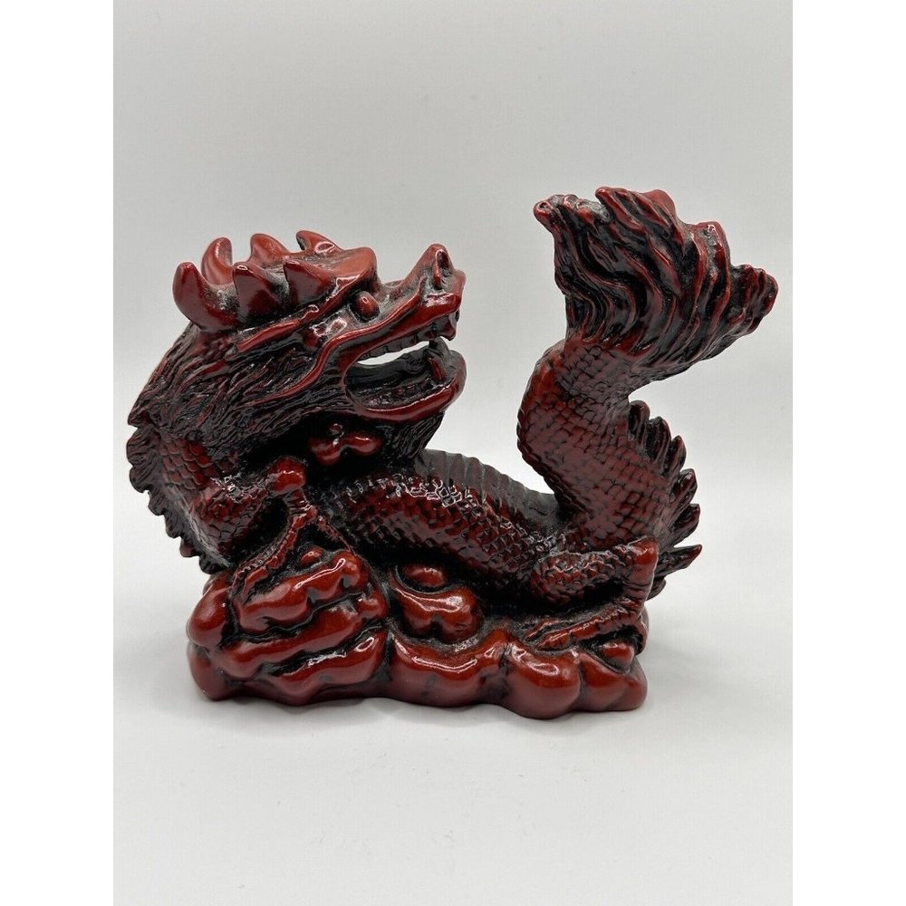 RED Chinese Feng Shui Dragon Heavy‎ Resin Figurine Statue Luck Success